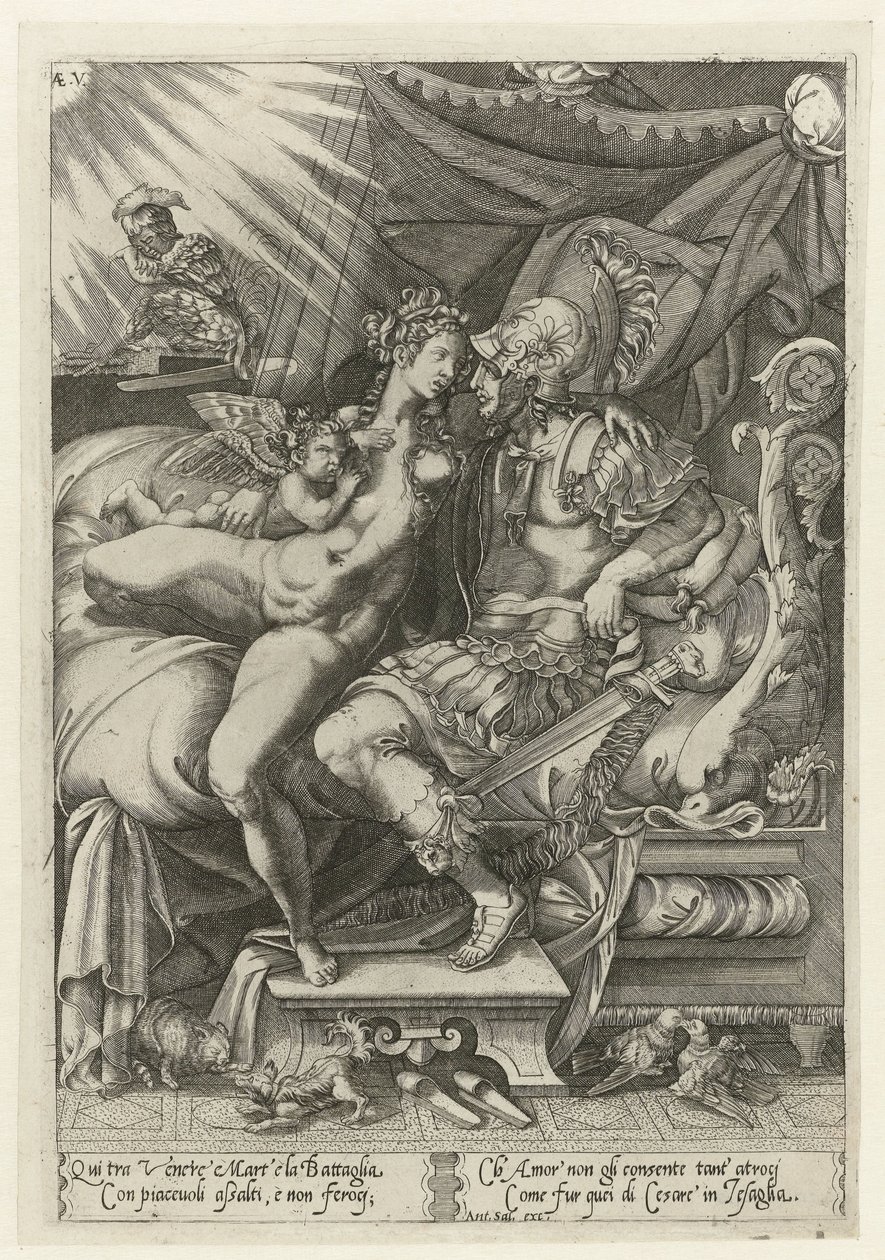 Mars und Venus als Liebende von Enea Vico