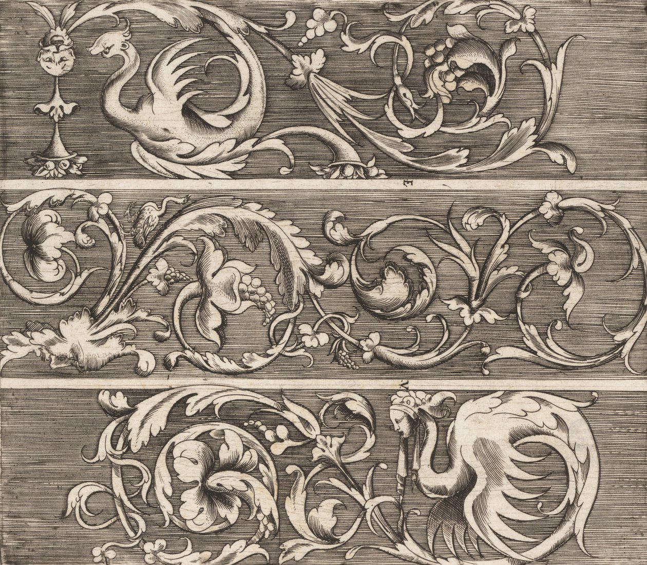 Drei Friese mit Ornamentem Laubwerk, ca. 1541-43 von Enea Vico