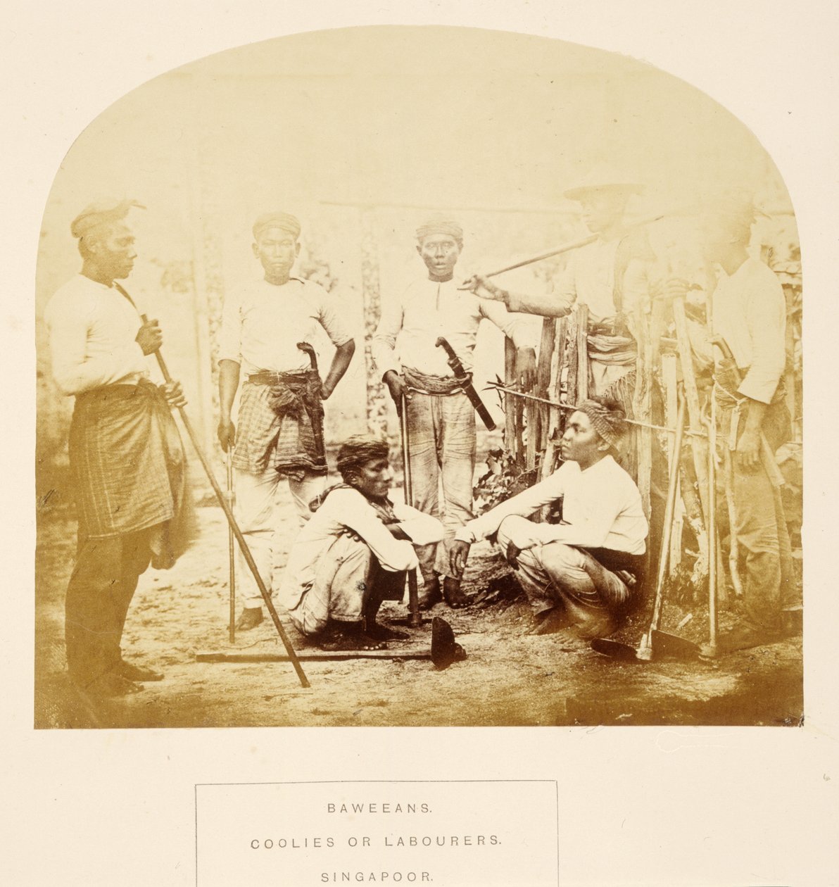 Baweeans, Kulis oder Arbeiter, Singapur, aus Die Völker Indiens, von J. Forbes Watson, veröffentlicht 1868 von English Photographer