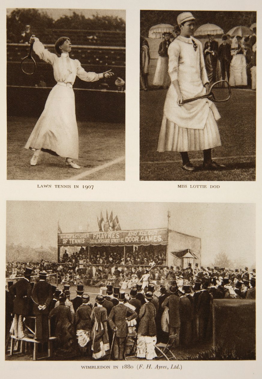 Lawn Tennis 1907, Miss Lottie Dod und Wimbledon 1880, aus The Times von English Photographer