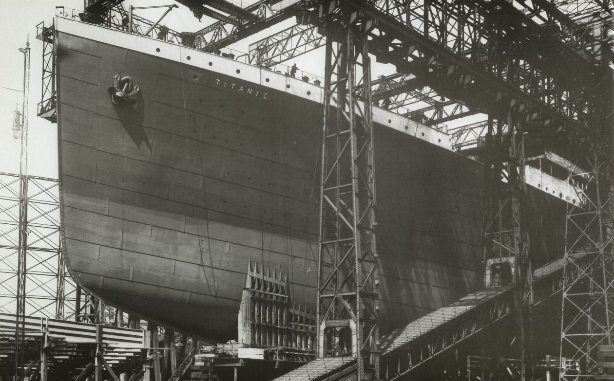 RMS Titanic kurz vor dem Stapellauf, 5. Januar 1911 von English Photographer