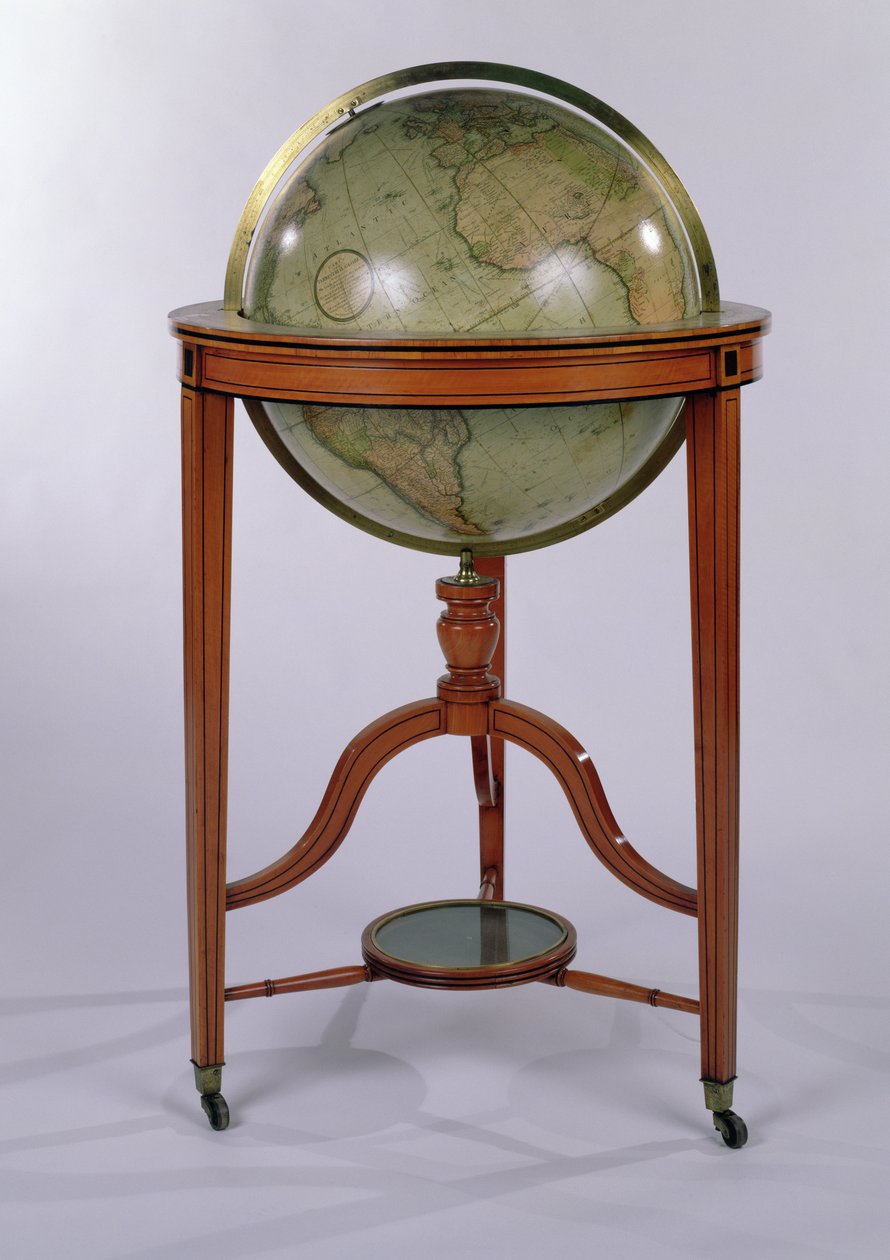 Ein Regency-Terrestrischer Bibliotheksglobus auf Mahagoniständer, 1806 von English School