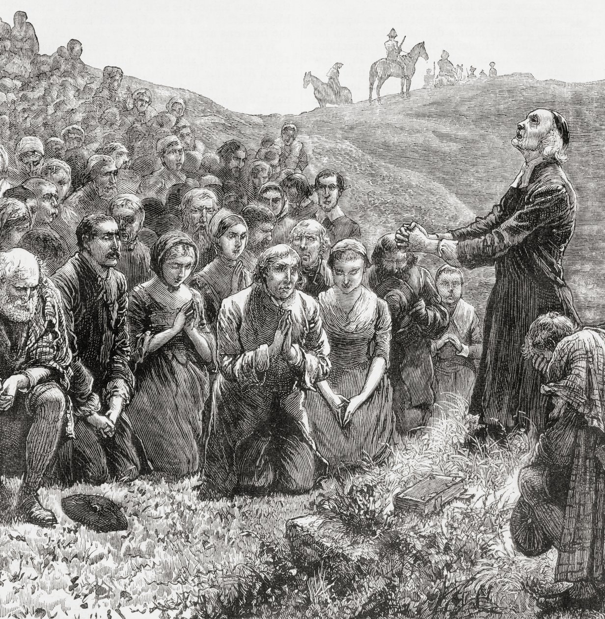 Ein Gebetstreffen der Covenanters im 17. Jahrhundert, Illustration aus 