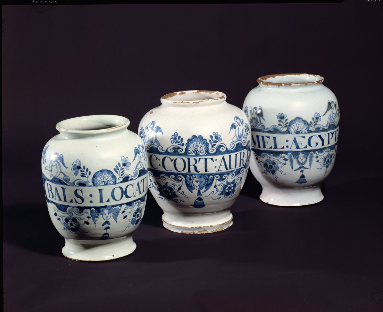 Apotheker-Drogengefäße, um 1740 von English School