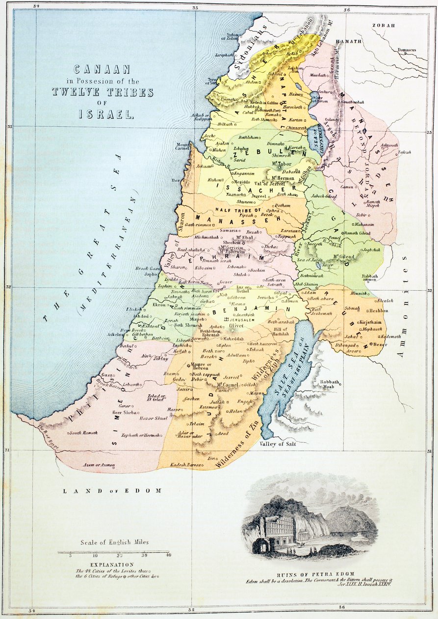Kanaan, wie es unter die zwölf Stämme Israels aufgeteilt wurde von English School