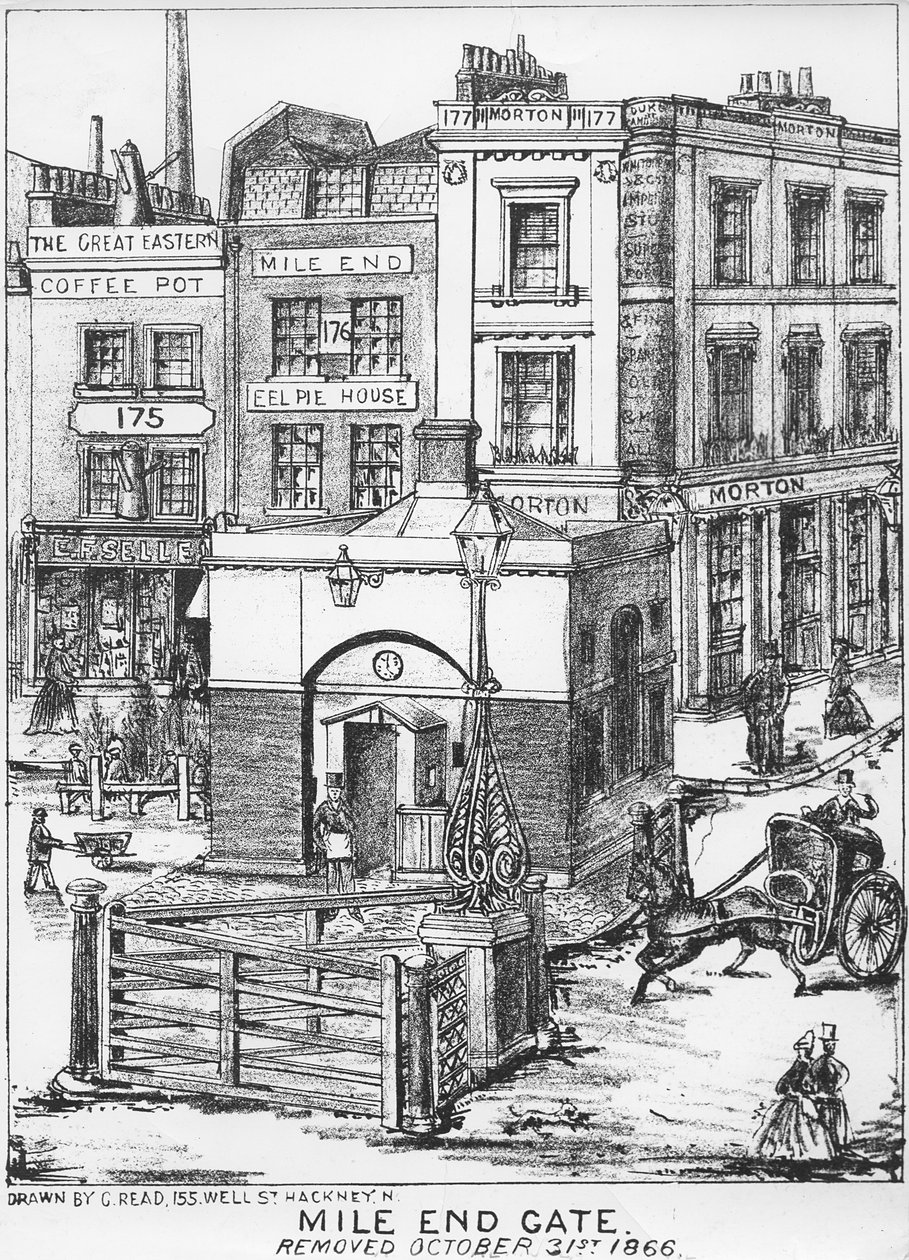 Mile End Gate, ca. 1866 von English School