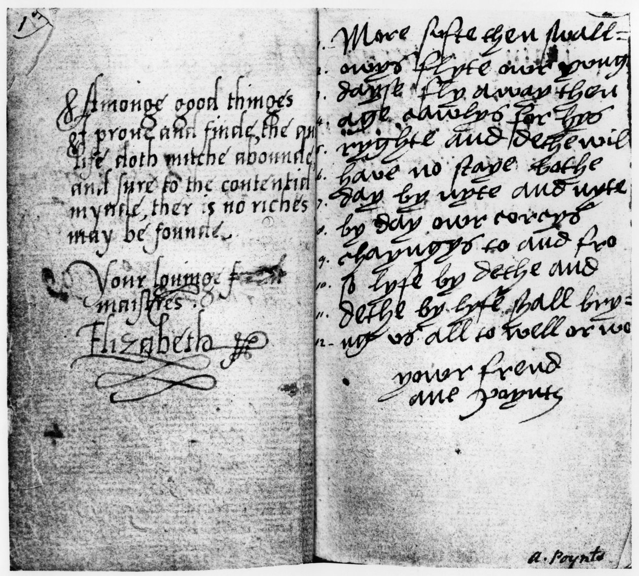Seite eines Manuskripts mit der Unterschrift von Königin Elisabeth I. (1533-1603) von English School
