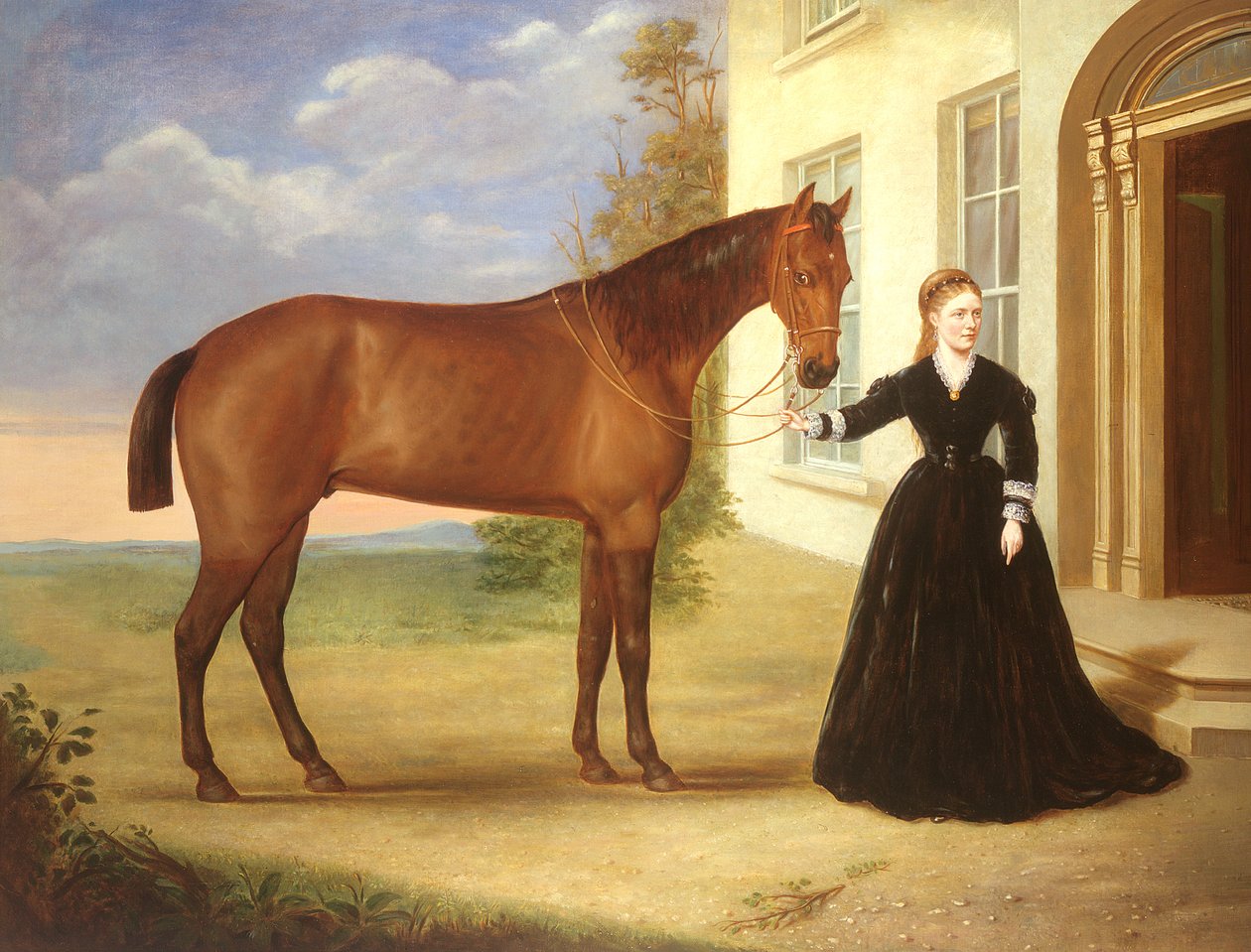 Porträt einer Dame mit ihrem Pferd, ca. 1840 von English School