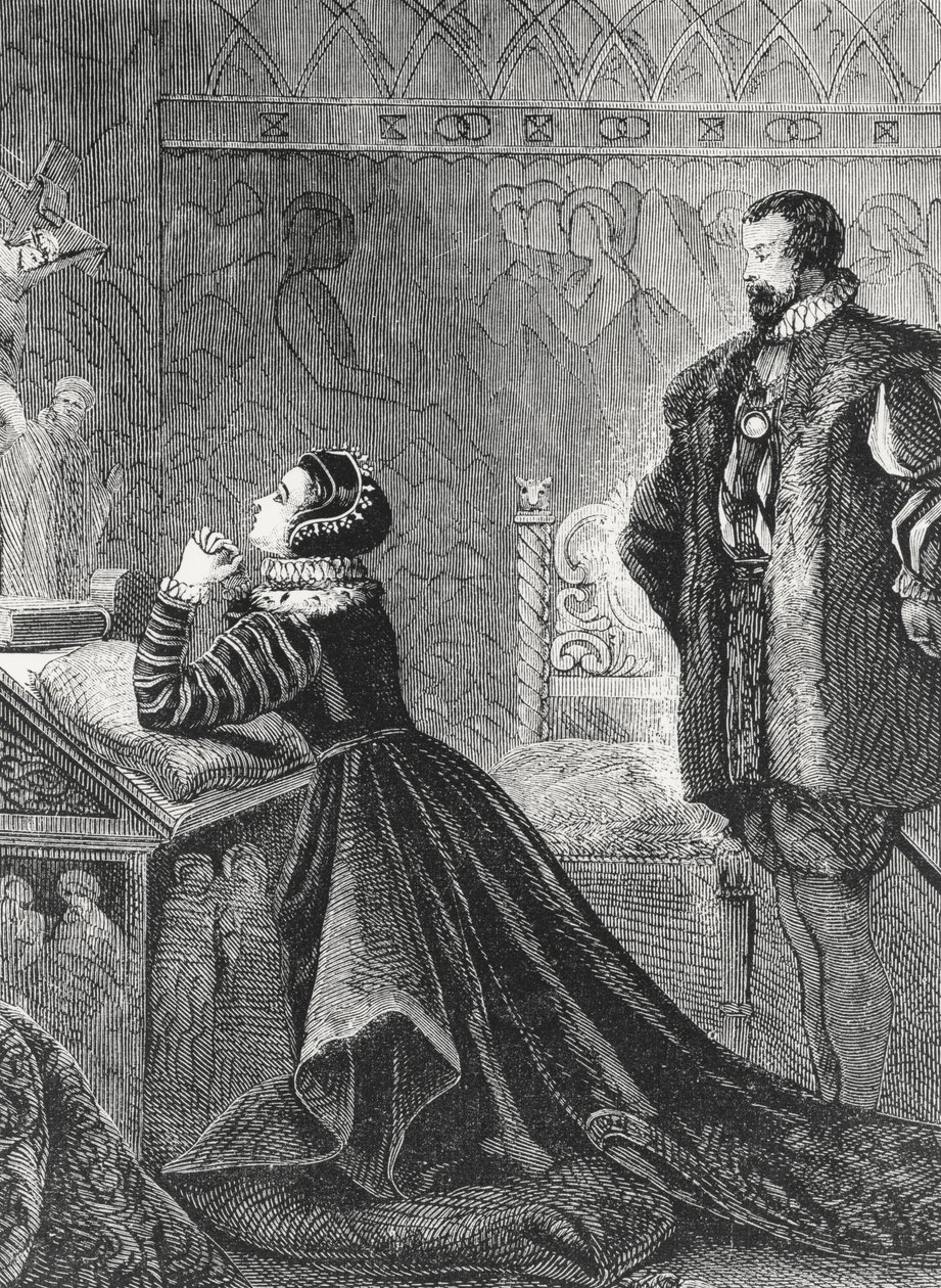 Königin Maria in ihrem privaten Oratorium (1542-87) von English School