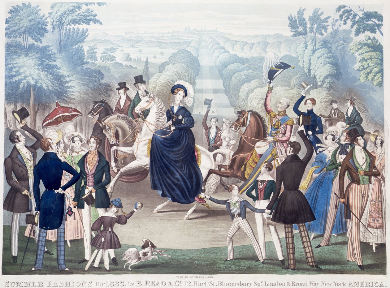 Sommermode für 1838, Ansicht im Windsor Park von B. Read und Co. von English School