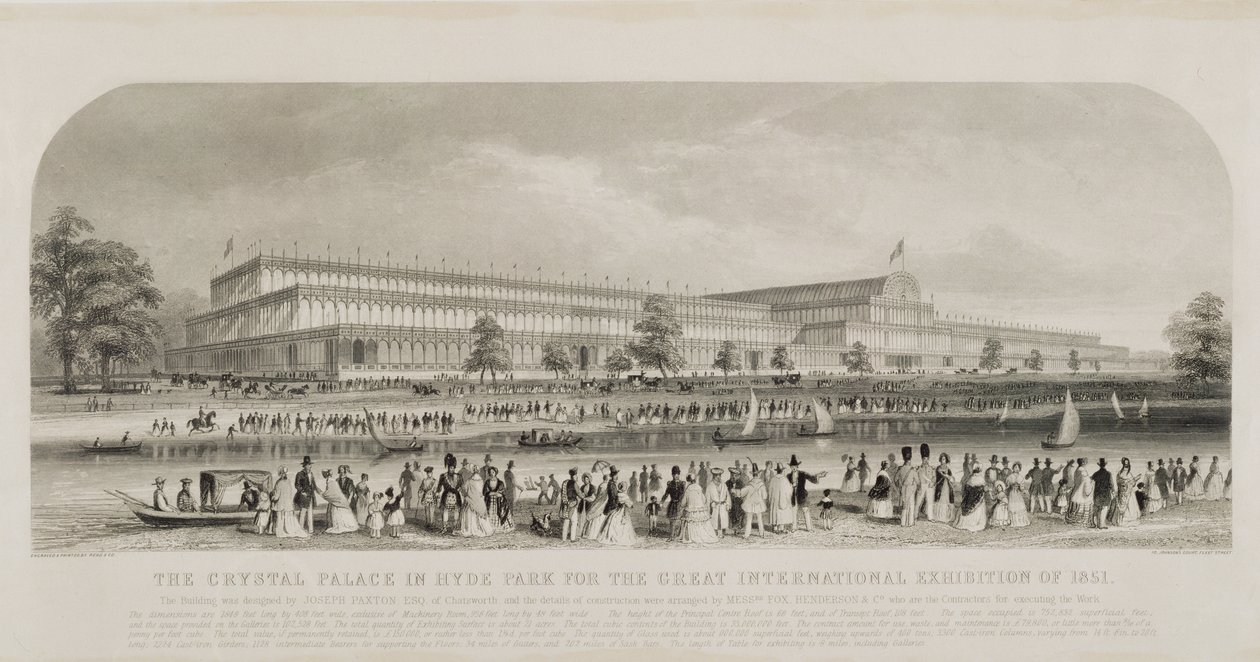 Der Kristallpalast im Hyde Park für die Große Internationale Ausstellung von 1851, veröffentlicht von Read and Co. von English School