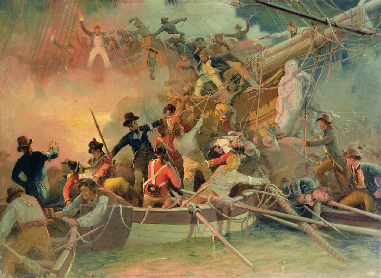 Die englische Marine erobert ein französisches Schiff in der Nähe des Kaps Camaro von English School