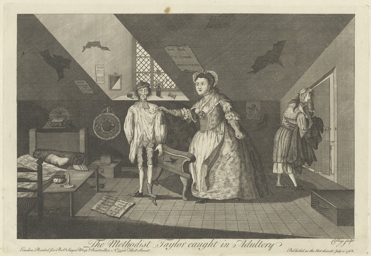 Der methodistische Schneider beim Ehebruch ertappt, 1768 von English School