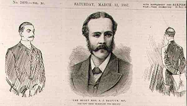 Der rechte ehrenwerte A. J. Balfour (1848-1930), M.P., der neue Hauptsekretär für Irland von English School
