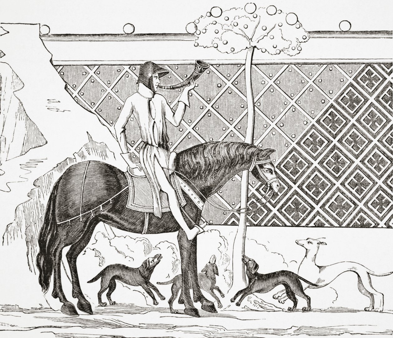 Tristan auf der Jagd, 1878 von English School