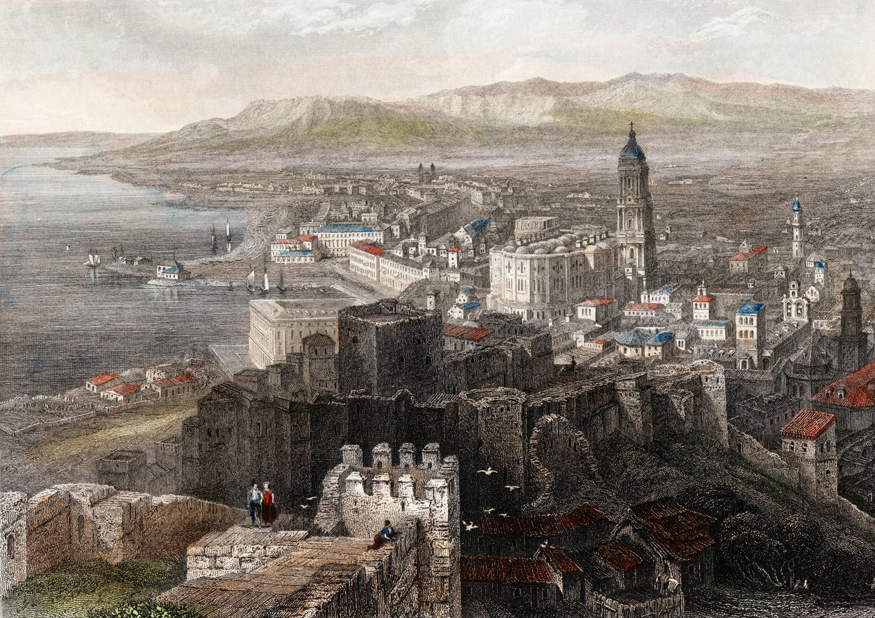 Blick auf Malaga, Spanien von English School