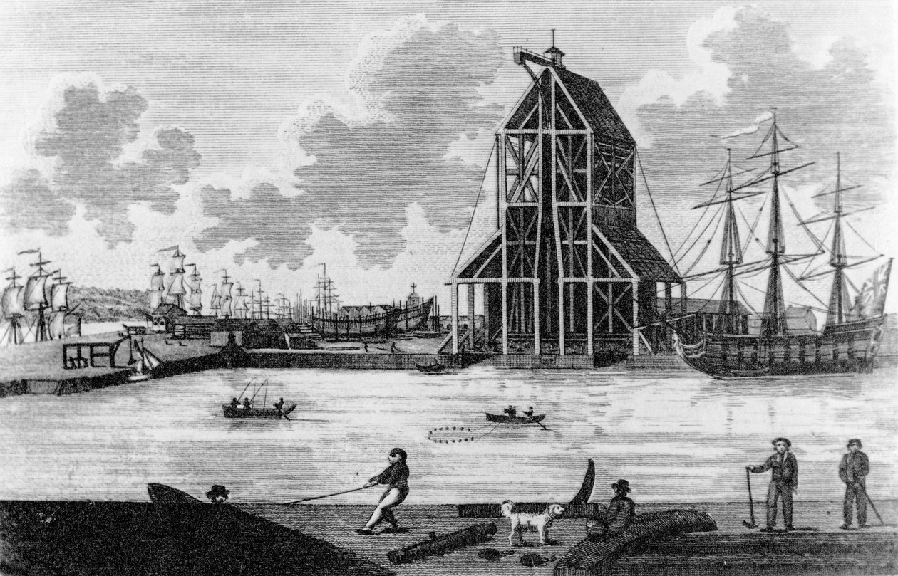 Ansicht von Mr. Perrys Dock in Blackwall, um 1789 von English School
