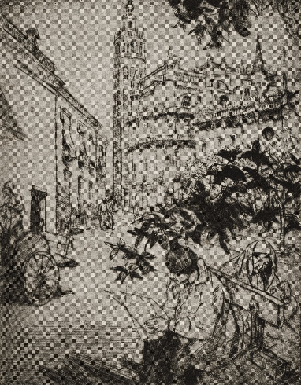 Ansicht der Kathedrale von Sevilla von English School