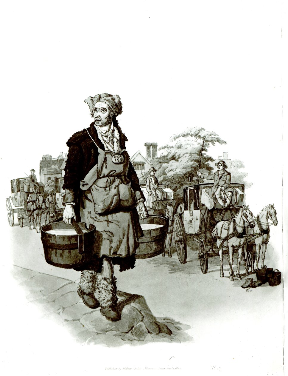Wasserträger an einer Kutschenstation, 1805 von English School