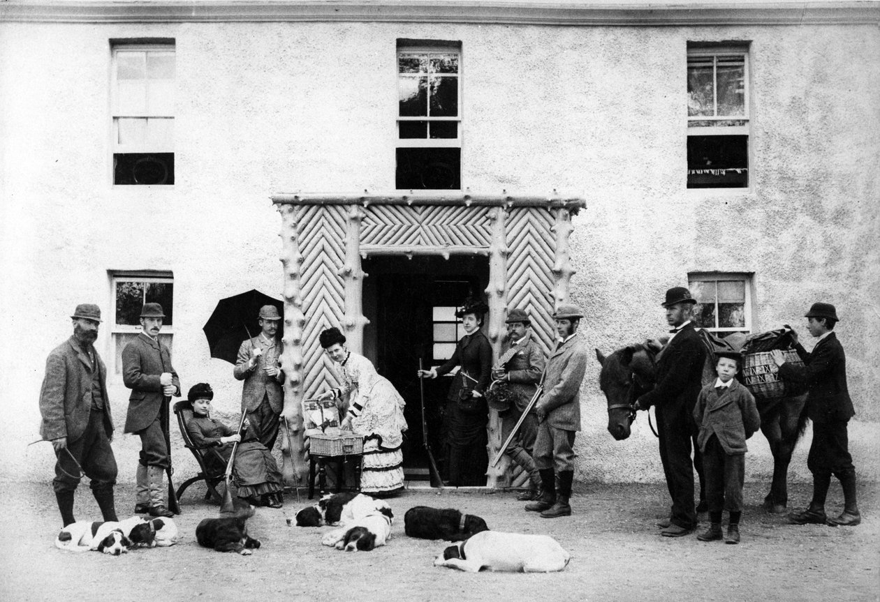 Eine Jagdgesellschaft auf dem Land, ca. 1890 von English Photographer