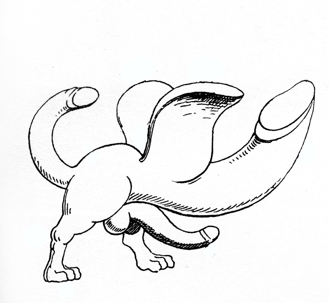 Amulett mit einem dreifachen Phallus von English School