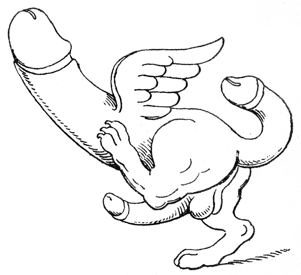 Amulett mit einem dreifachen Phallus von English School