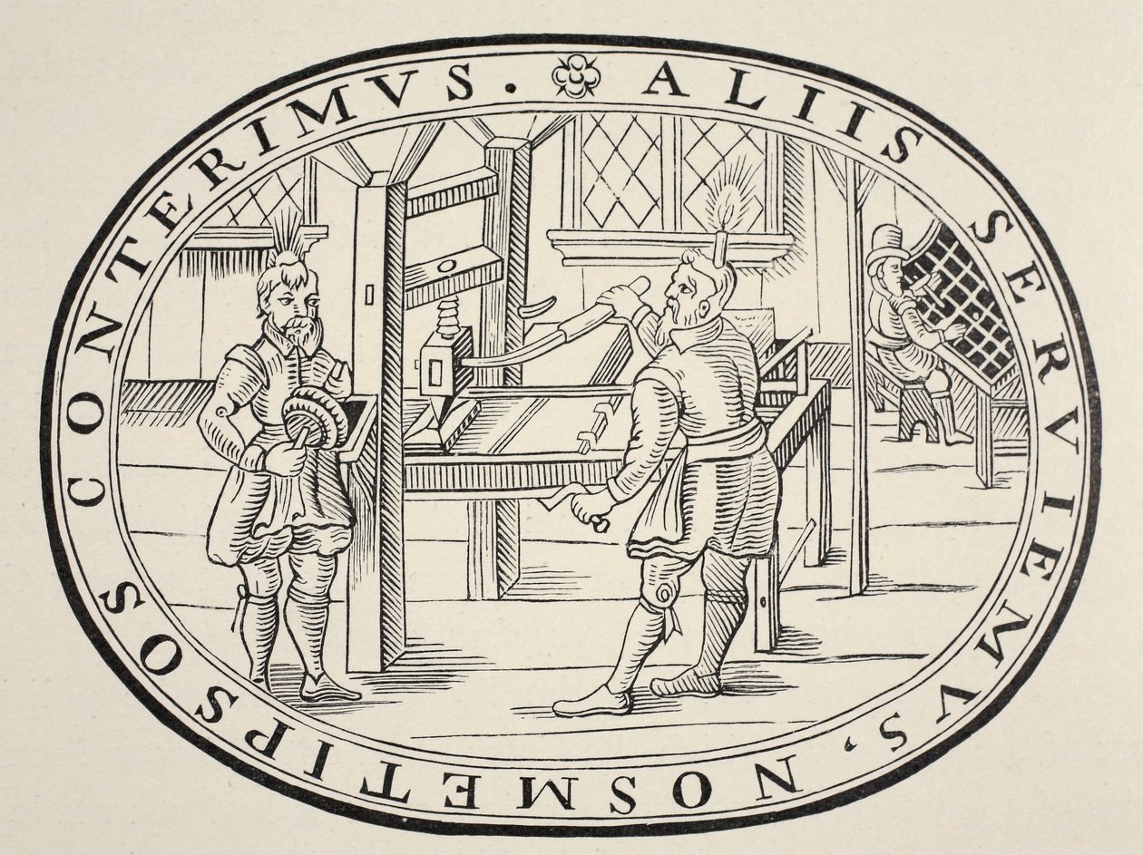 Eine englische Druckerei, 1619 von English School