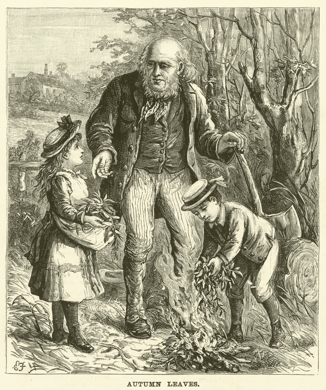 Herbstblätter (Gravur) von English School