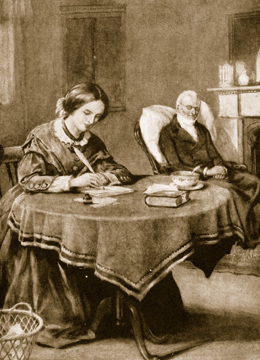 Charlotte Bronte arbeitet an Jane Eyre von English School