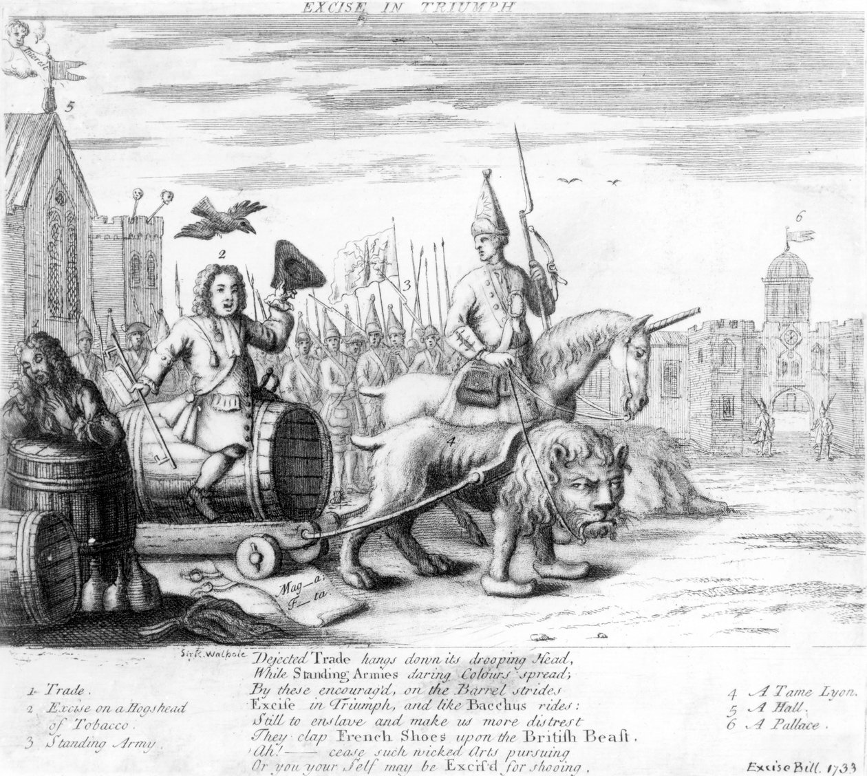 Triumph der Verbrauchssteuer, 1733 von English School