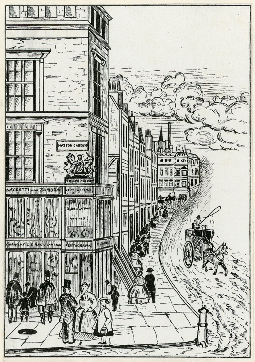 Hatton Garden und Holborn, 1866 von English School