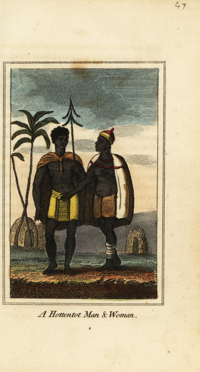Khoikhoi Mann und Frau, Südafrika von English School