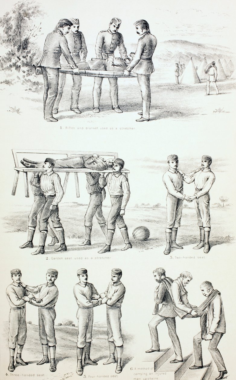 Methoden zum Transport verletzter Personen, um 1890 von English School
