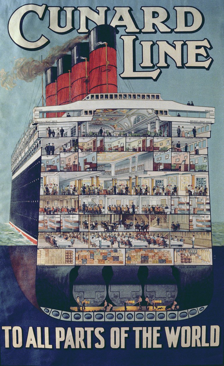 Plakat für die Cunard Line von English School