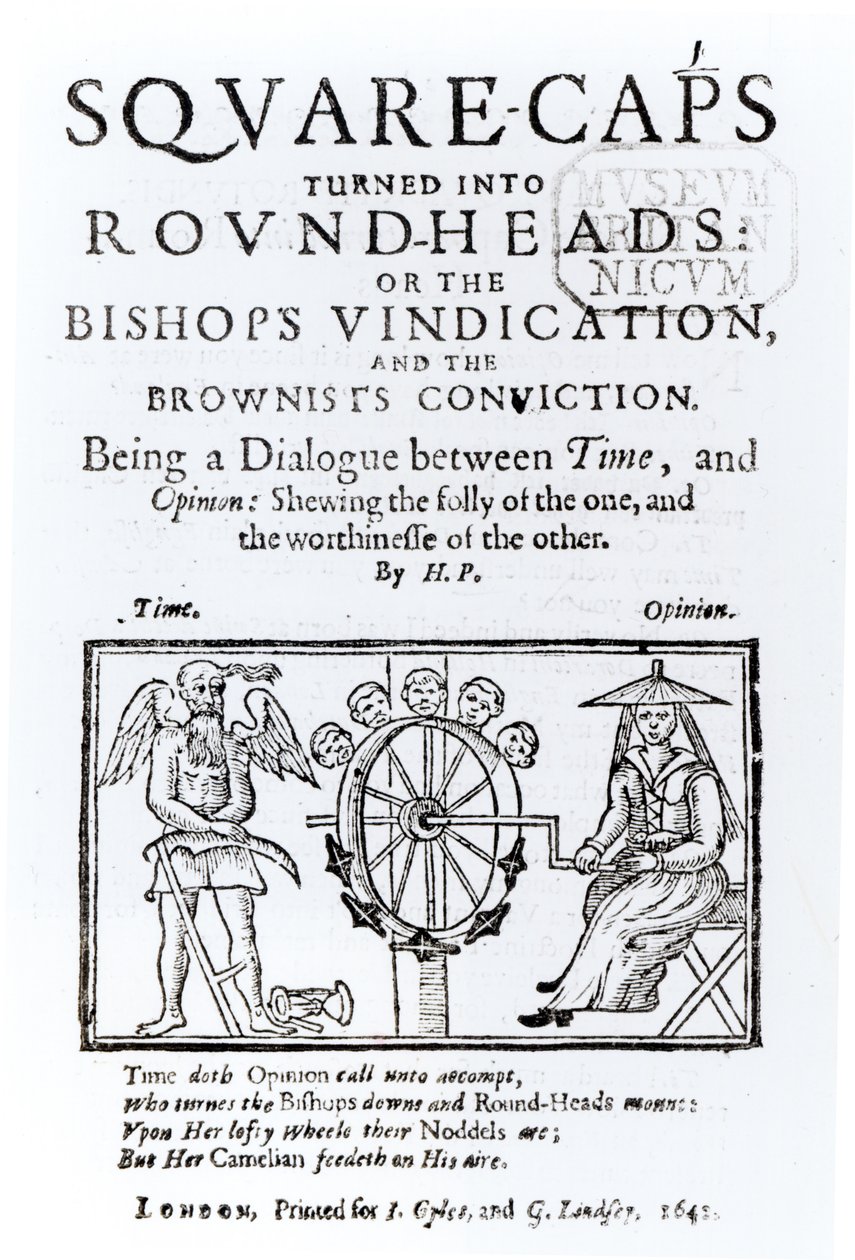Square-Caps in Round Heads verwandelt, 1642 von English School