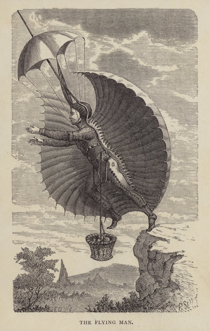 Der fliegende Mann (Gravur) von English School