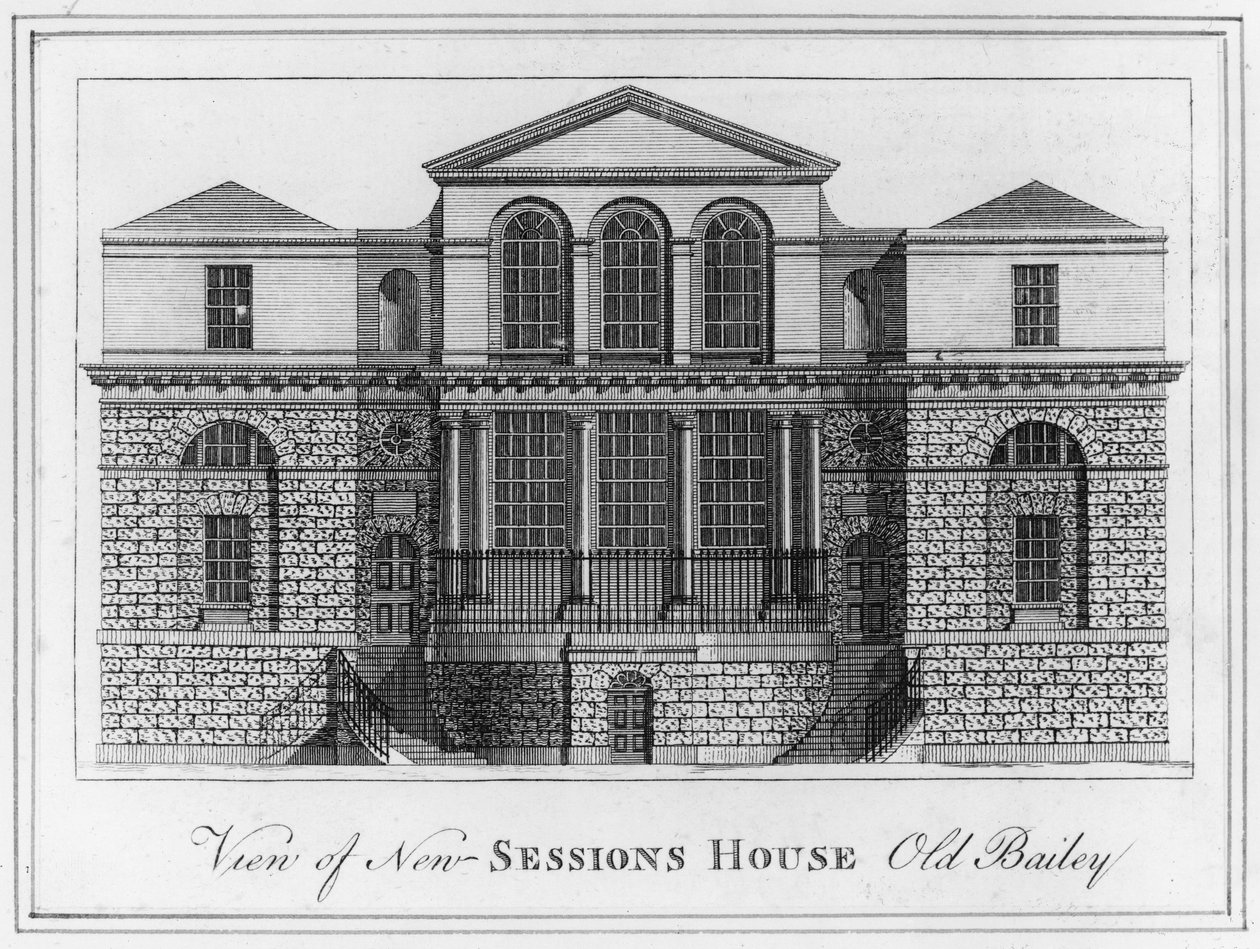 Ansicht des New Sessions House Old Bailey von English School