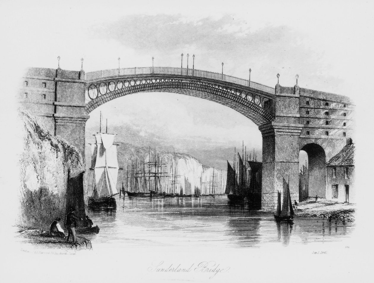 Ansicht der Sunderland Bridge, 1841 von English School