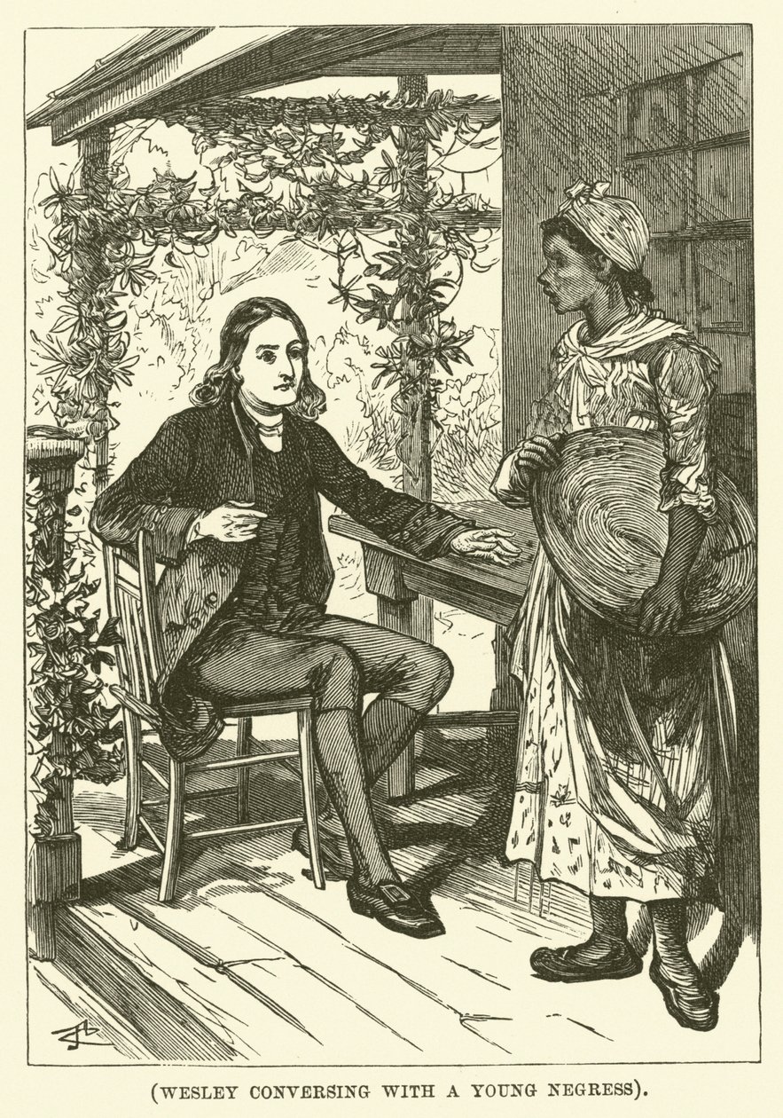 Wesley im Gespräch mit einer jungen Negerin (Gravur) von English School