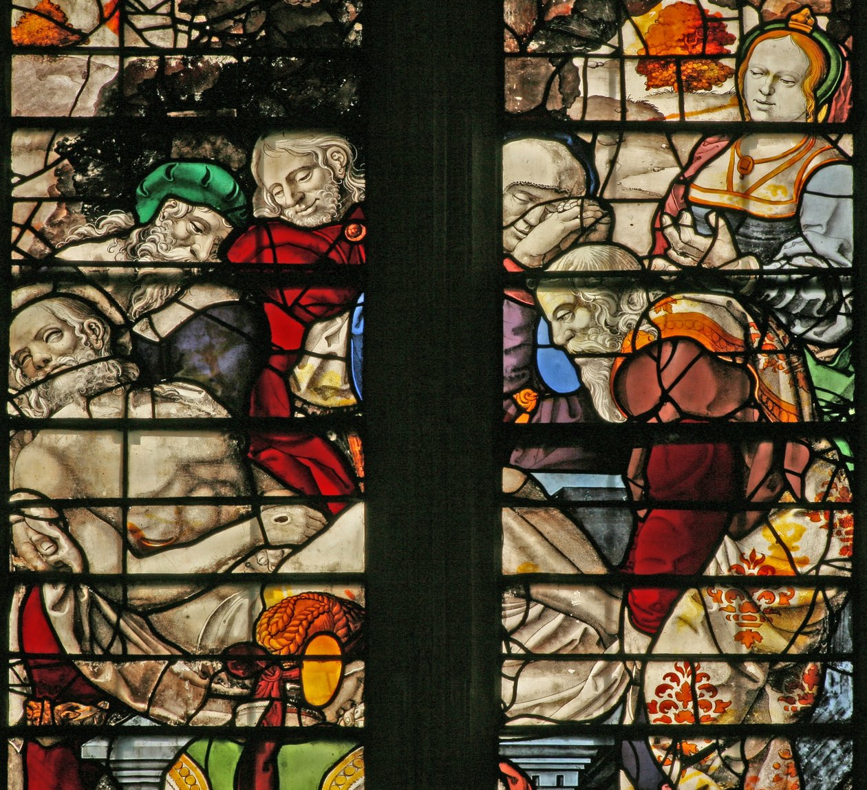 Fenster w15, Darstellung der Grablegung von English School