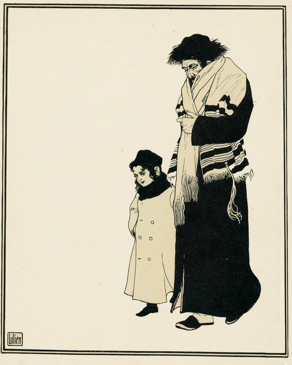 Ein orthodoxer Jude mit seinem Kind von Ephraim Moses Lilien