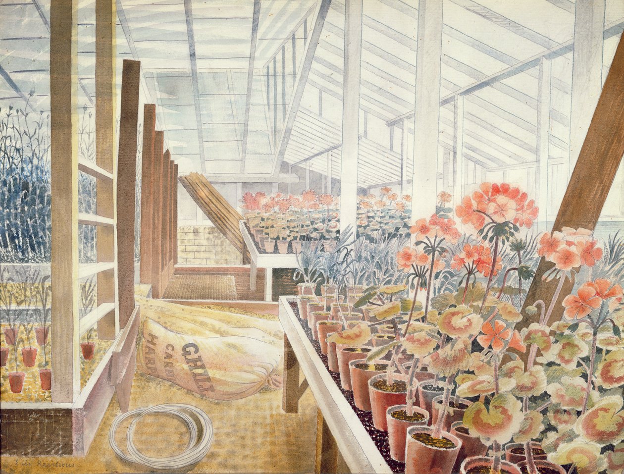 Geranien und Nelken von Eric Ravilious