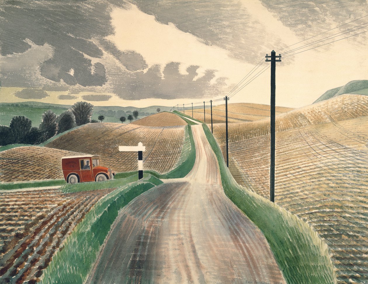 Landschaft in Wiltshire, 1937 von Eric Ravilious