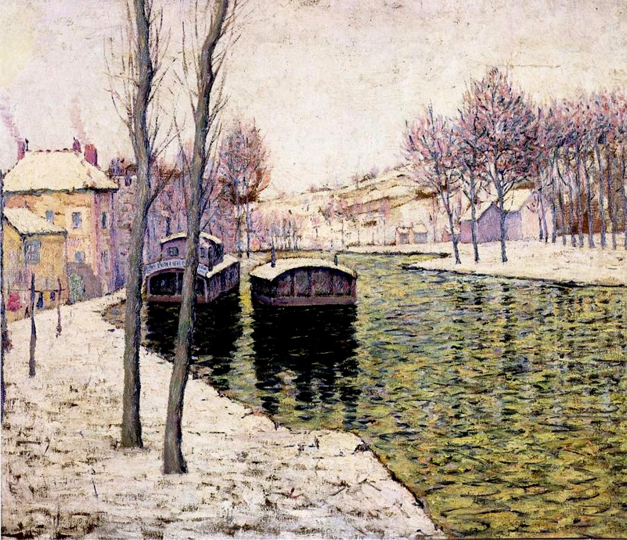 Lastkähne auf der Seine, 1894 von Ernest Lawson