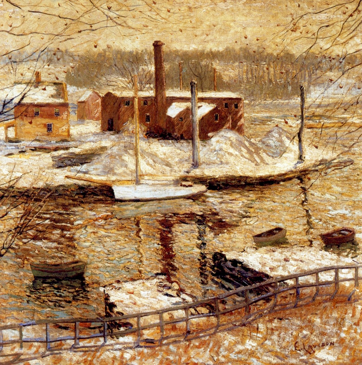Flusslandschaft im Winter, ca. 1899 von Ernest Lawson