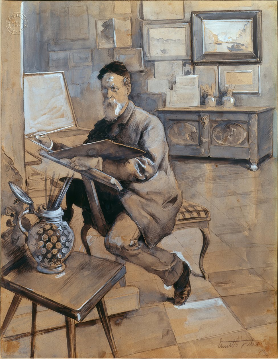 Der Maler Bocion in seinem Atelier von Ernest Bieler