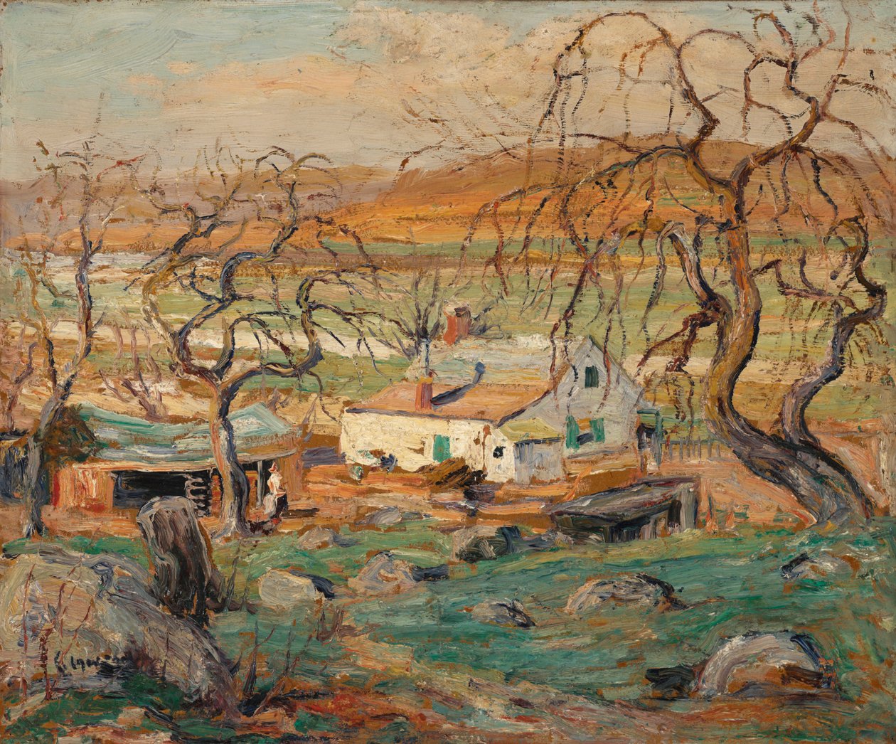 Landschaft mit knorrigen Bäumen von Ernest Lawson