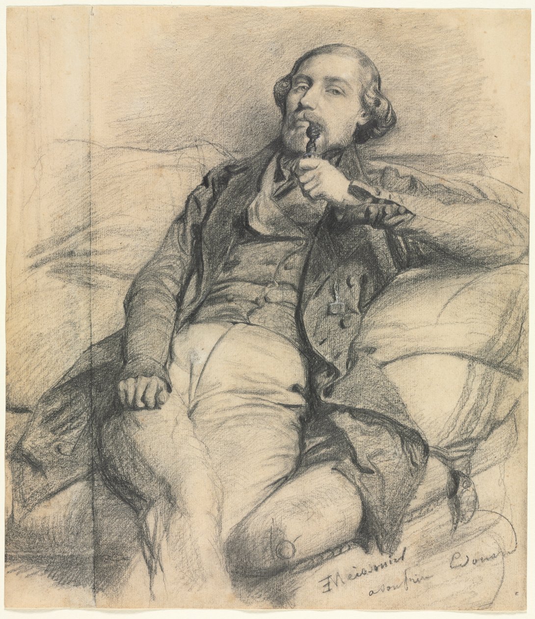 Mann beim Rauchen von Ernest Meissonier