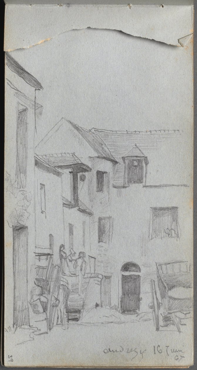 Skizzenbuch, Seite 39: Straßenszene von Ernest Meissonier