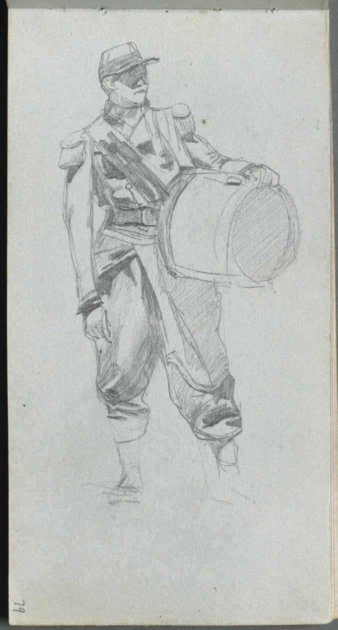 Skizzenbuch, Seite 79: Soldat mit Trommel von Ernest Meissonier